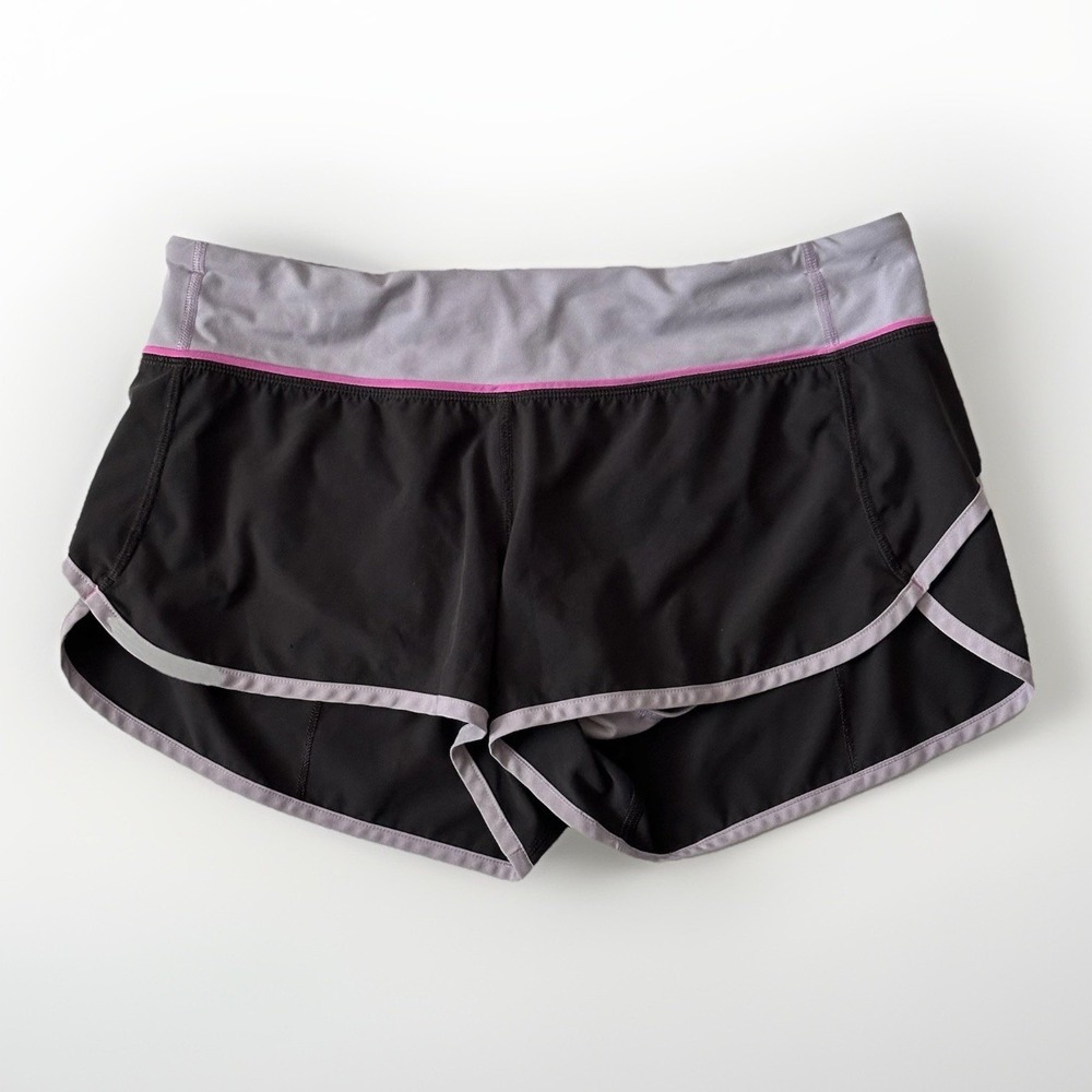 Lululemon Speed Shorts 8 Black Purple Pink Camo Running Athletic Gym